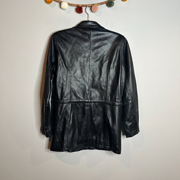 Vintage black leather zip up jacket - Picture 5 of 5